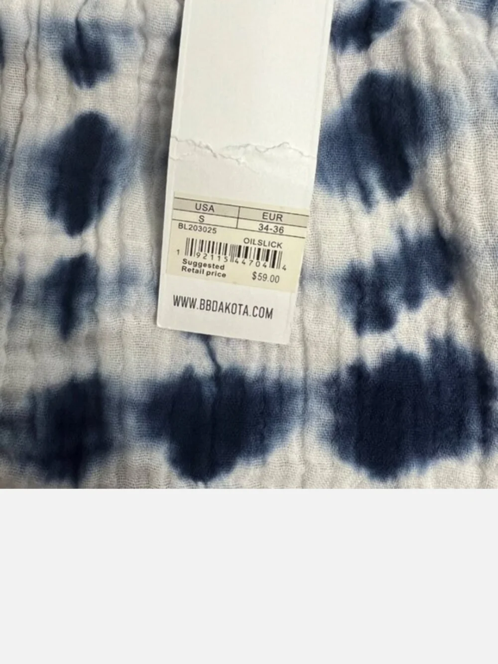 BB Dakota Blue White Tie Dye Shorts Small Elastic Waist Boho Summer NWT